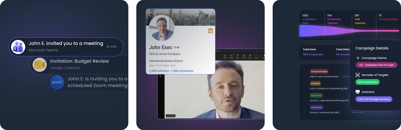 Fonctionnalités simulation fraude au président deepfake