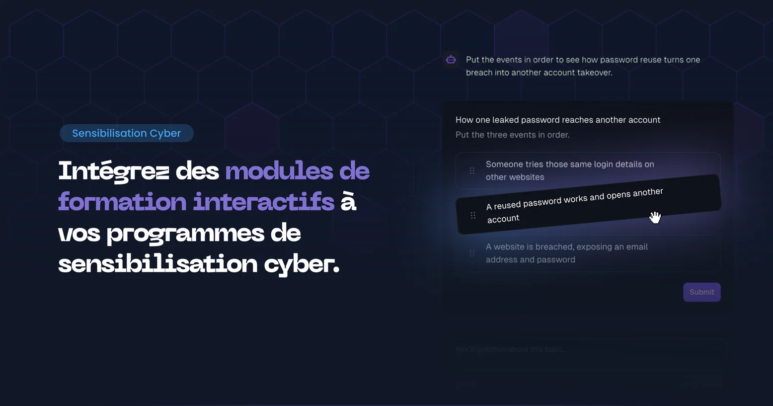 Leçons de sensibilisation cyber interactives dans la plateforme Arsen