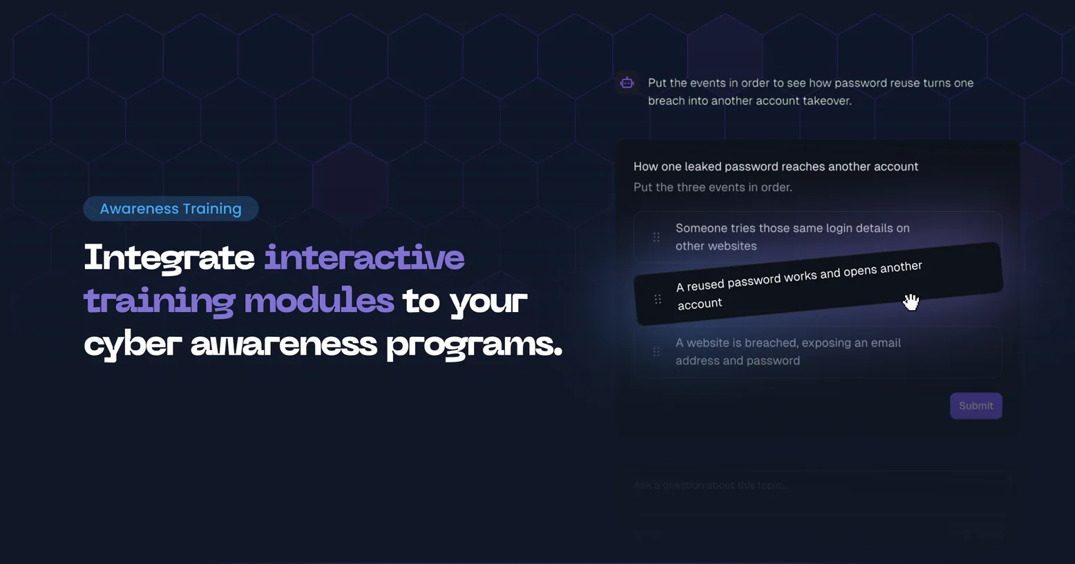 Interactive cyber awareness lessons in the Arsen platform