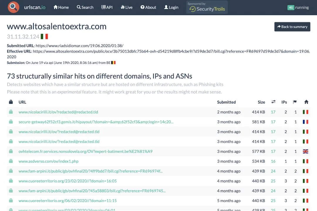 attaques similaires URLScan.io