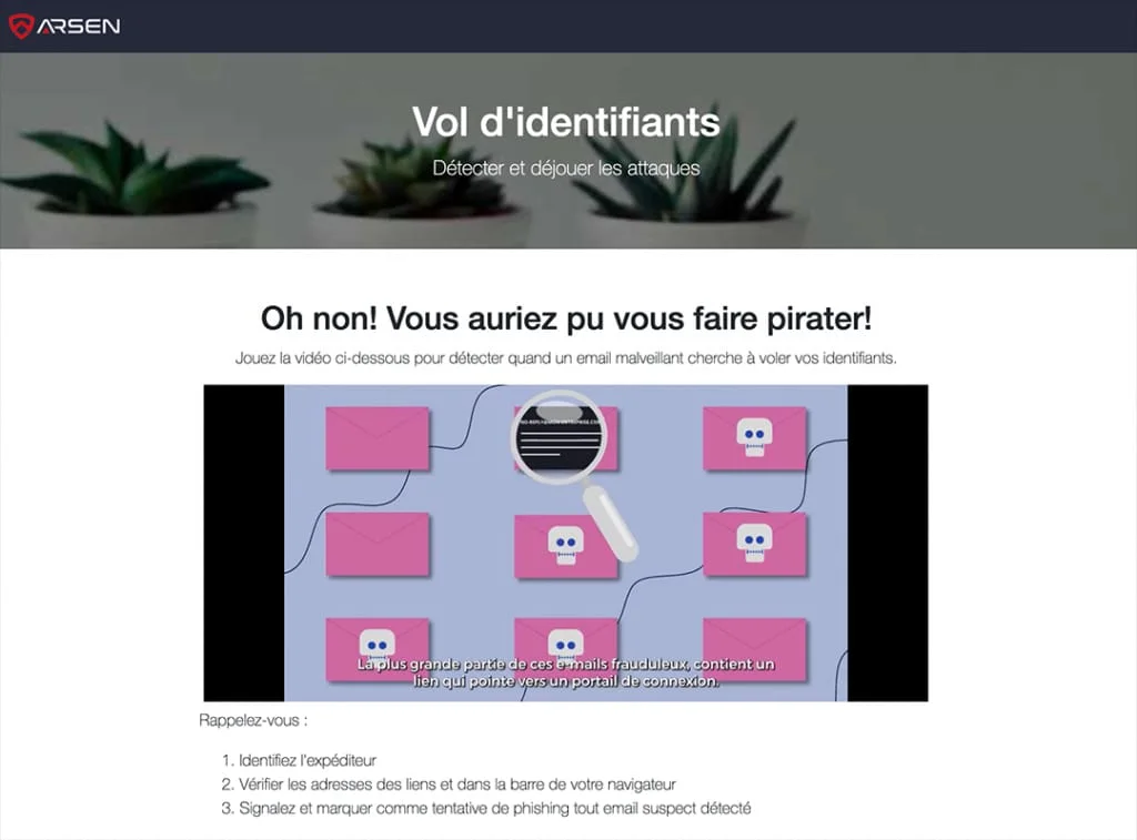 Page de sensibilisation