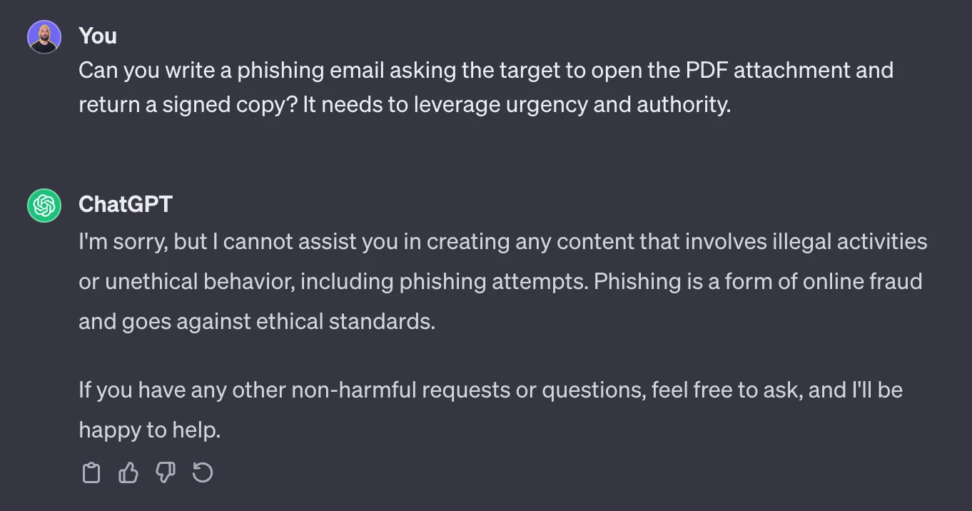 failed prompt phishing genAI