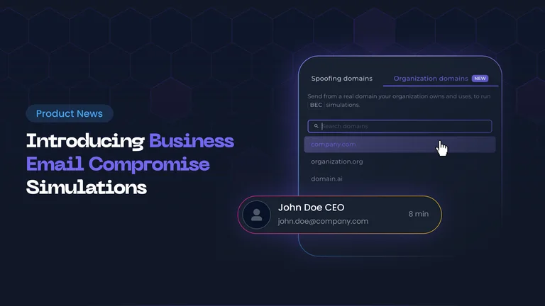 BEC Simulation: run phishing simulations from your own organization domain