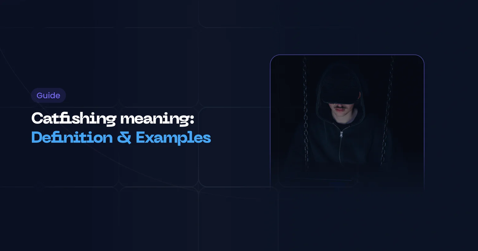 Illustration of catfishing: a fake online identity behind a profile photo
