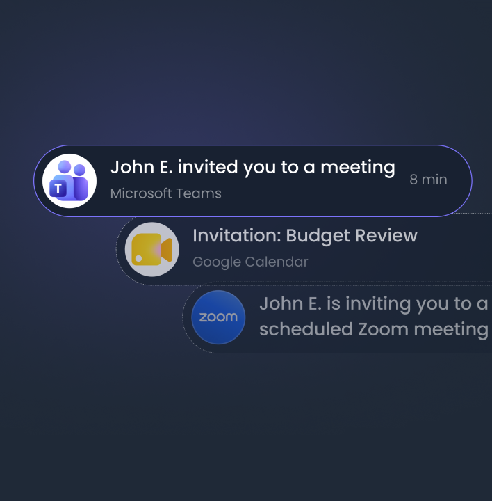 Meeting invitations from the impersonated executive arriving in Microsoft Teams, Google Calendar and Zoom
